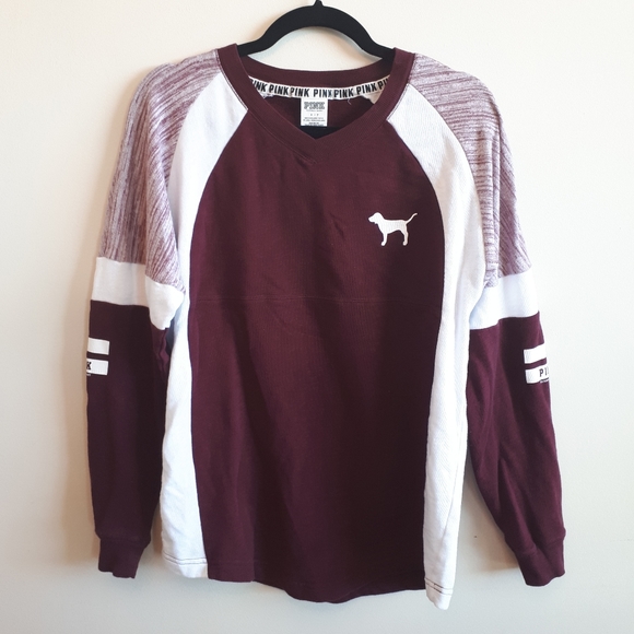PINK long sleeve top burgundy - Picture 1 of 5